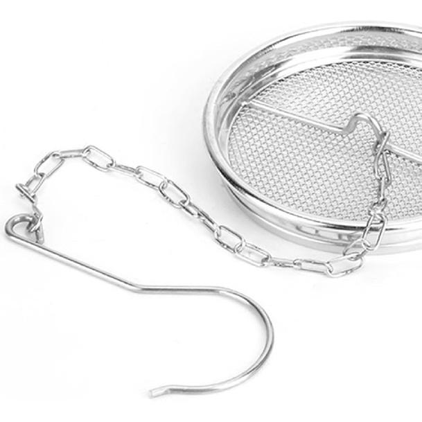 Seasoning Strainer Large Stainless Steel Tea Infuser, sieve fine mesh with Extended Chain Hook for Brew Loose Leaf Tea, Seasonings Cooking, Ice Cube
