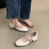 French Evening Wind Light Mouth Single Shoes Women's Thick Heel 2025 Autumn New Korean Version Small Leather Shoes Retro Middle Heel Mary Jane Shoes
