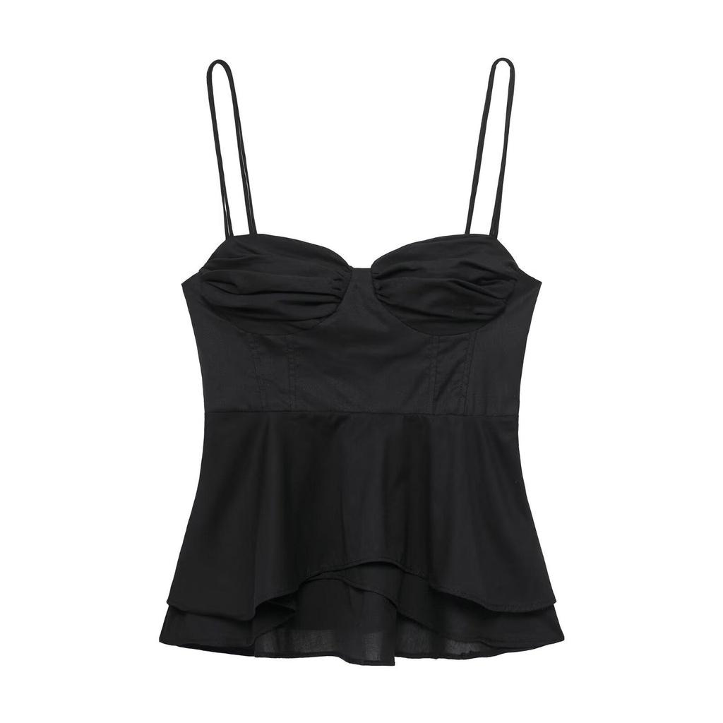 TAOP&ZA Spring/Summer Women's Solid Color Wavy Edge Tank Top