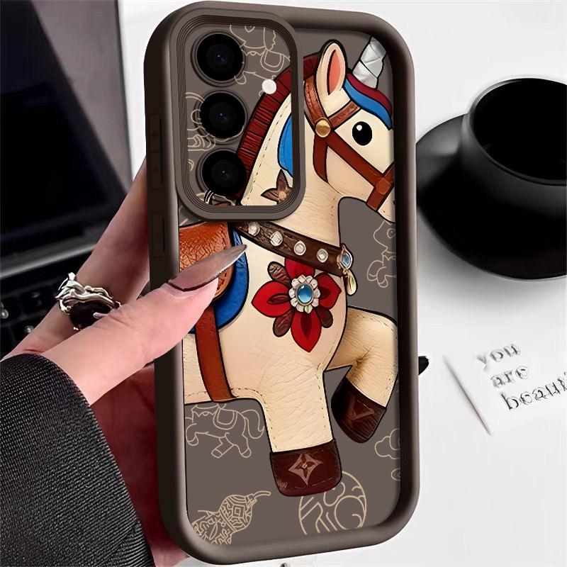 Vintage Lucky Golden Horse Case For Samsung S26 S25 Ultra S24 S23 S22 Plus S21 FE A15 A16 A17 A35 A36 A37 A54 A55 A56 A57 5G Shockproof Bumper Cover