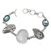 Regenbogenmondstein, Blautopas Edelstein 925 Sterlingsilber Armband 7-8" m7O92