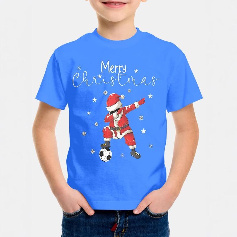 Short Sleeve Christmas Print Boys Fashion Top Casual Loose T-Shirts Boys 110