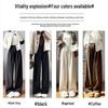 Pantalones Gruesos de Felpa de Algodón Europeo de Cintura Alta Pierna Ancha para Mujer para Primavera, Otoño, Invierno