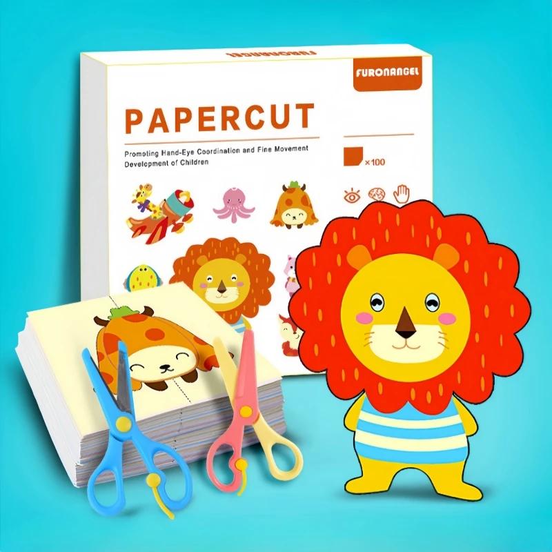 100 Stück Kinder Cartoon Bunt Papier schneiden Spielzeug Kinder DIY Handgemacht Origami Kunst Bastelset Baby Puzzle Lern Pädagogisches Spielzeug
