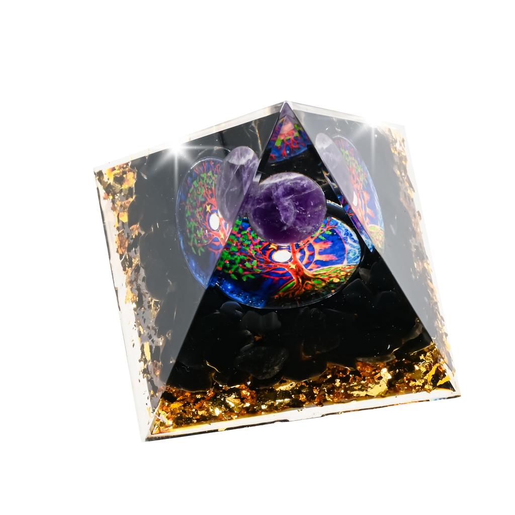 Orgonite Crystal Object, Orgone Pyramid Tower, Energy, Nature, Reiki, Healing, Chakra, 6cm x 6cm (20)