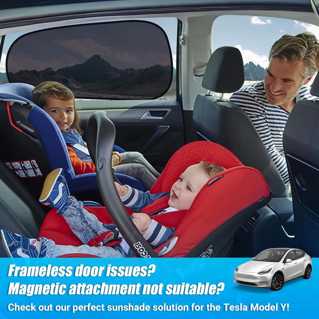 ZATOOTO Tesla Model Y Window Shades For Rear Window Sun Shade Semi Transparent Static Cling |  Fit -2024 | 95% UV & Heat Block | Privacy Protection |