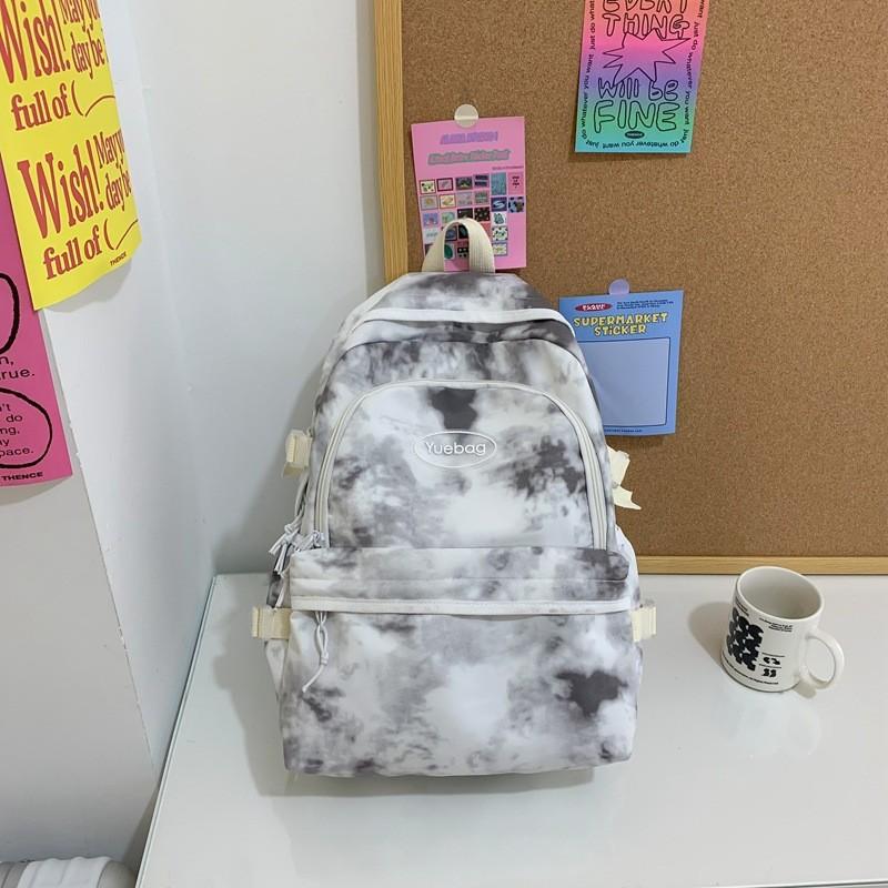 Letter Fashionable Decoration Tie Dye Pattern Student Casual Backpack School For