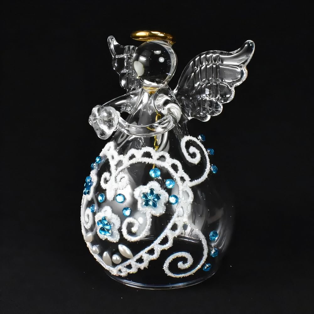 Fourcart Cute Handmade Glass Craft Sweet Heart Angel Bell BL