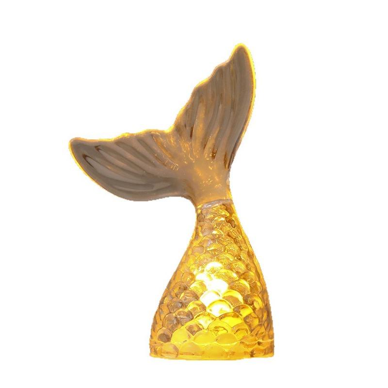 Electronic Candle Lamp Glowing Mermaid TailNight Light Desktop Ornament Micro Mini Decoration