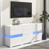 High Gloss White Sideboard Storage Cupboard Unit with 16 Colors LED Lights for Dining Room Living Room