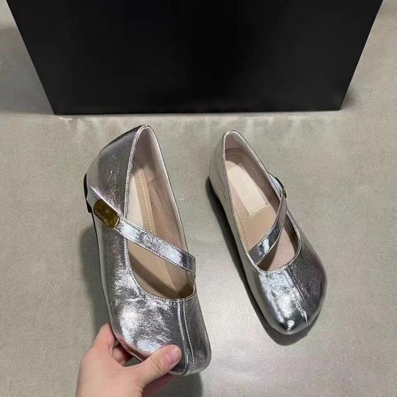 Flat Shoes, Women s Shoes, Low-top Shoes, Single Shoes 35 серебряный