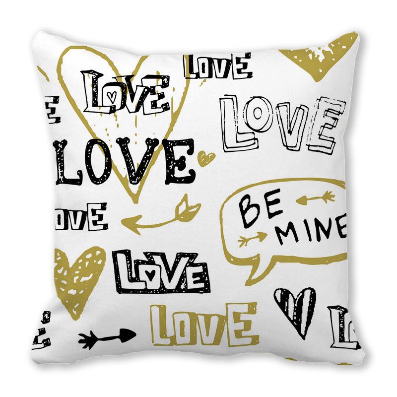 Home Decor Valentine Love Phrases Cushion Cover Decor Pattern Cushion Cover Suitable for Sofa Bedroom Car Pillow Cover