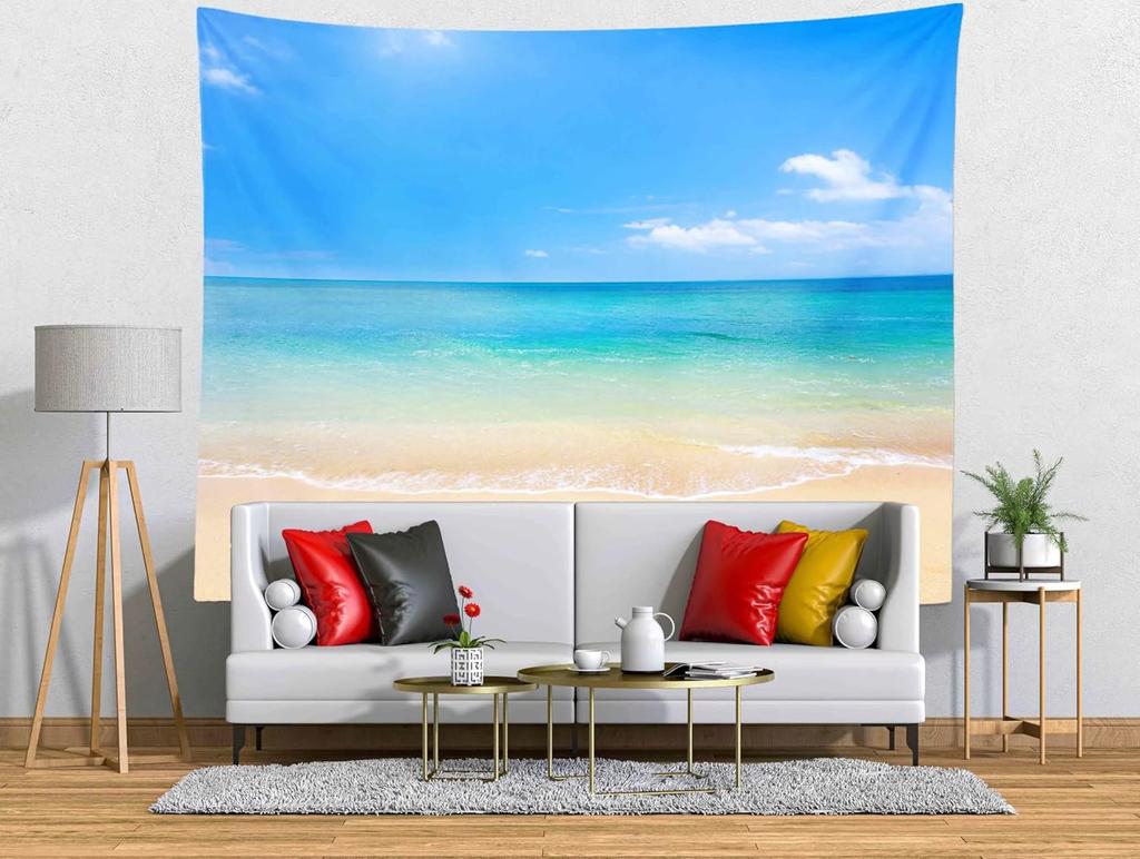 Tropical Summer Beach Tapestry Wall Hanging Tropical Beach Tapestries Seaside Coconut Tree Tapestry Home Decorations Bedroom