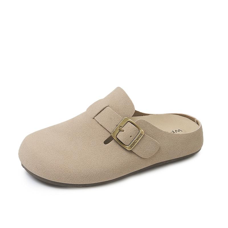 Shoes women's 2025 spring new models wear thick-soled soft-soled Boken bag head half slippers one pedal lazy single shoes