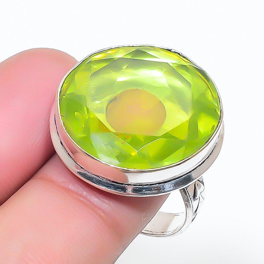 Natural Lemon Topaz Gemstone 925 Sterling Silver Jewelry Ring Size 8 AR-16924