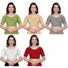 Beautiful Indian Women's Round Neck Blouse Bollywood Designer Half Sleeves Choli