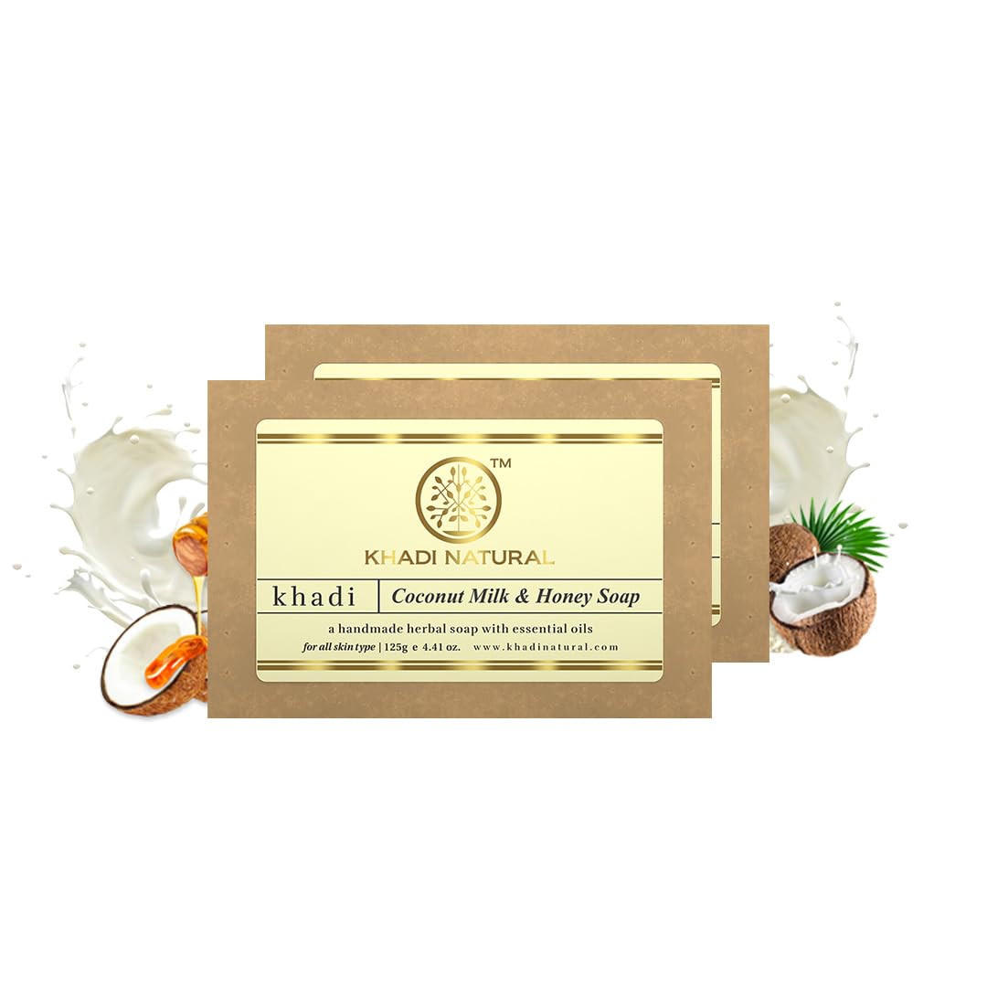 

Khadi Натуральное Травяное Мыло-Брусок с Кокосовым Молоком и Медом 125 г x Упаковка из 2 шт. Глубоко Очищающее Увлажняющее Мыло для Ванны для Мягкой Кожи