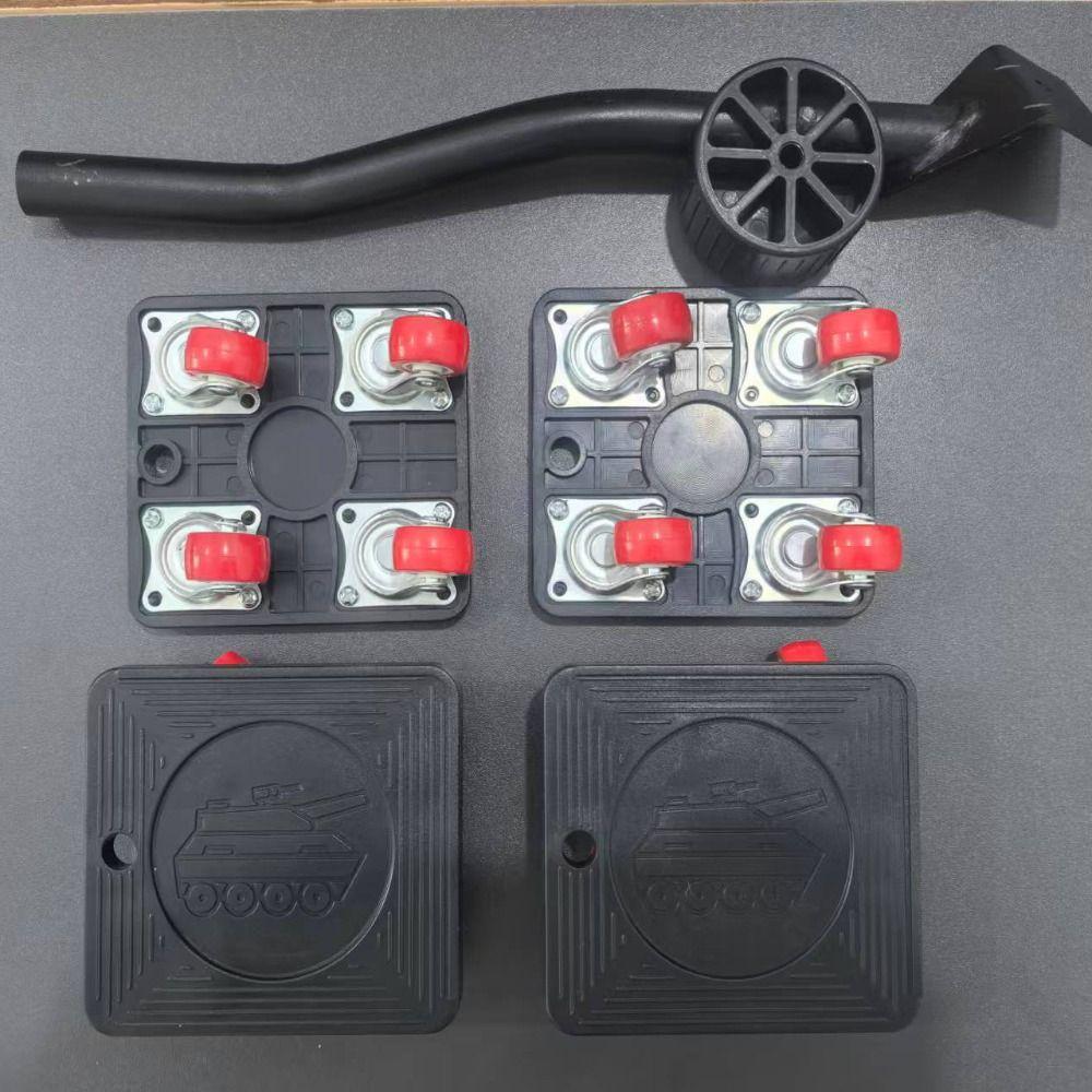 5Pcs 360° Wheels Furniture Lifter Set Straight/Bent Shank Moving Tool Set  Cabinet Moving