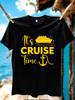 Wzm10983creative Ship Print Plus Size Unisexs Round Neck Summer Casual Short Sleeved Street Fashion Versatile Tshirt
