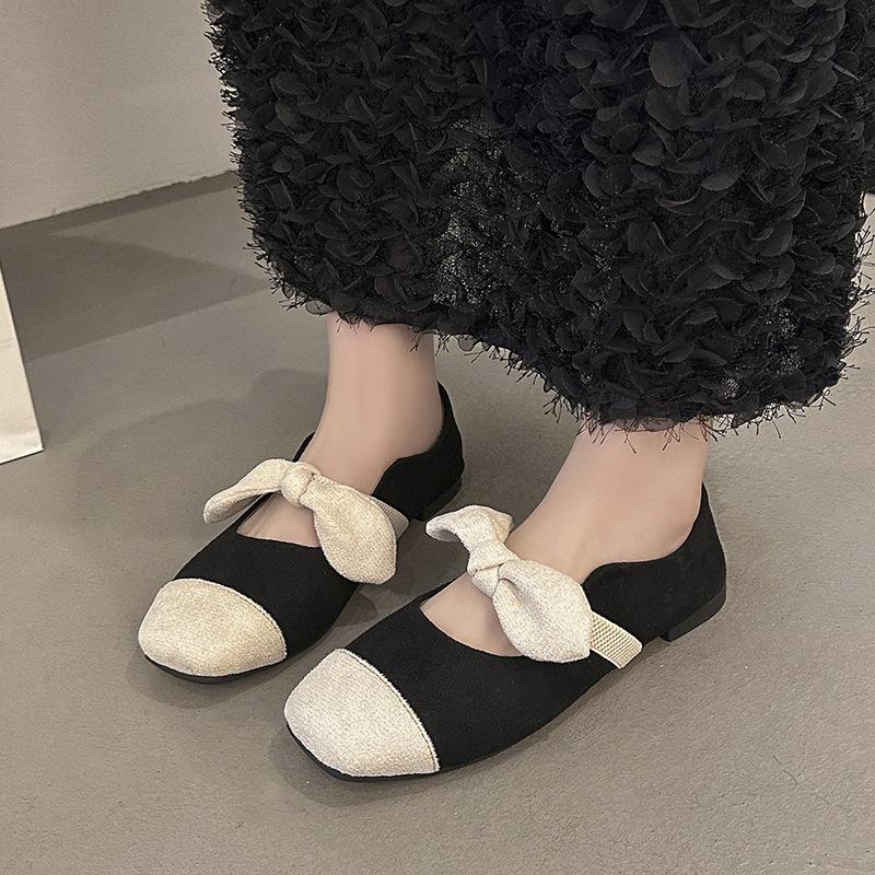 Fashion New Casual Lazy Shoes for Spring Summer Light Mouth Square Bow Versatile Simple Comfortable Lightweight Daily Single Shoe