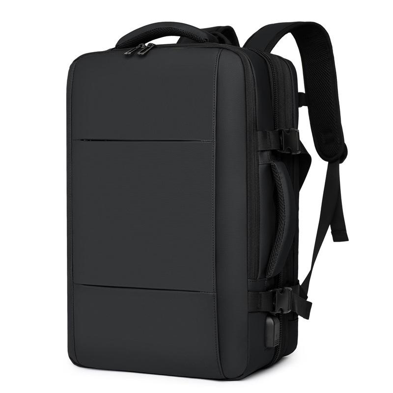 Men's Leather Business Travel Backpack with Laptop Compartment and Wet/Dry Separation