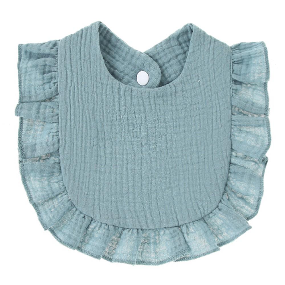 Ruffled Pure Cotton Baby Bibs with Lace Trim