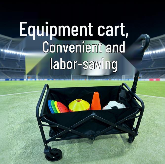 Folding Outdoor Sports Equipment Trailer - Portable Hand-Pulled Cart for Camping, Picnic, and Storage чёрный