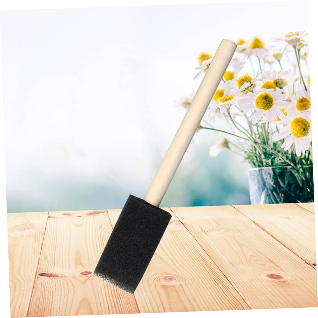 POPETPOP Sponge Paint Brush Set with Wooden Handles for Art and and Crafts 1-Inch Drawing, Painting, Staining, Varnishing,