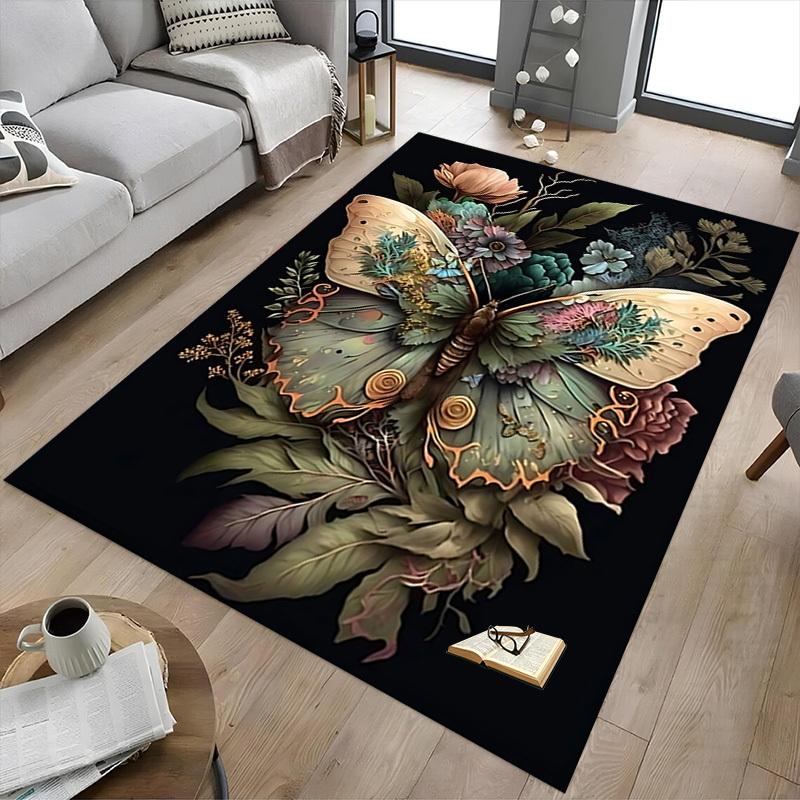 1pc Butterfly Flowers Carpet Anti Slip Polyester Floor Mat for office.Bedroom