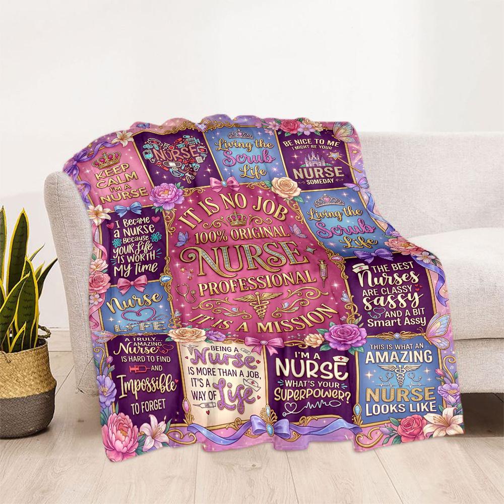 Nurse Humor Quotes Blanket Warmthful Decor Perfect for Livingroom Sofa Office Four Seasons Multipurpose Stylish Decor