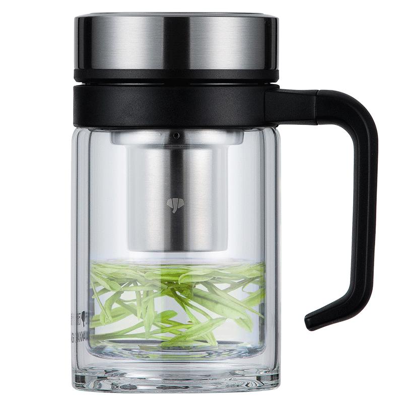 WANXIANG V219 Double-Layer Glass Tea Infuser Mug with Handle