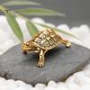 Small Brass Tabletop Decor Vintage Turtle Statue, Metal Animal Figurine, Handcrafted Unique Art Piece Artistic Desktop Sculpture Ornament for