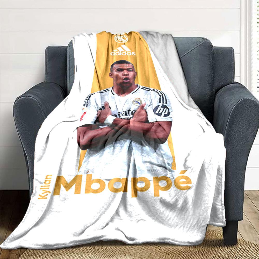 Star Player Kylian Mbappé Blanket Comfortable Great for Bedding Livingroom Picnics Four Seasons Universal Stylish Decor