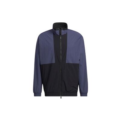 Patchwork Buchstaben-Print Webjacke Langarm Unisex Jacken Marineblau HM2694
