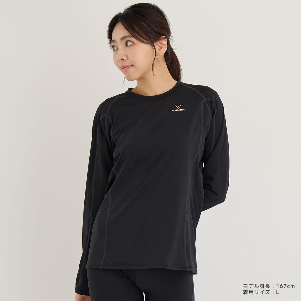 VENEX Long Sleeve Black General Medical Device Recovery Wear Recharge+ Women's T-Shirt, (48), Medium, 6435,