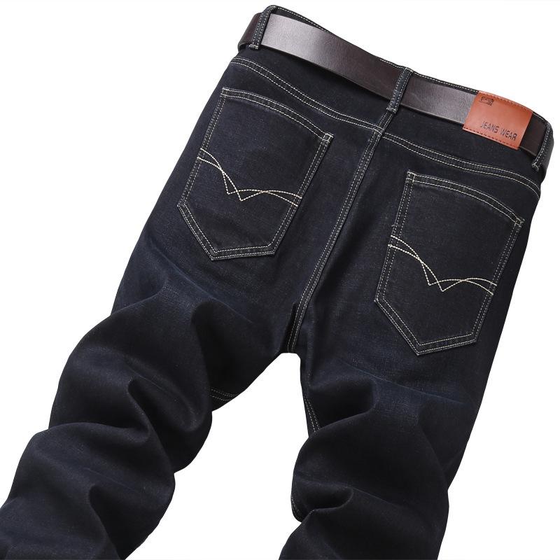 Černé elastické džíny Business Casual pro muže středního a staršího věku