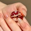 Light Luxury Shining Exquisite Ruby Rings For Women High Quality Palace Style Romantic Water Drop Irregular Ring Wedding Jewelry