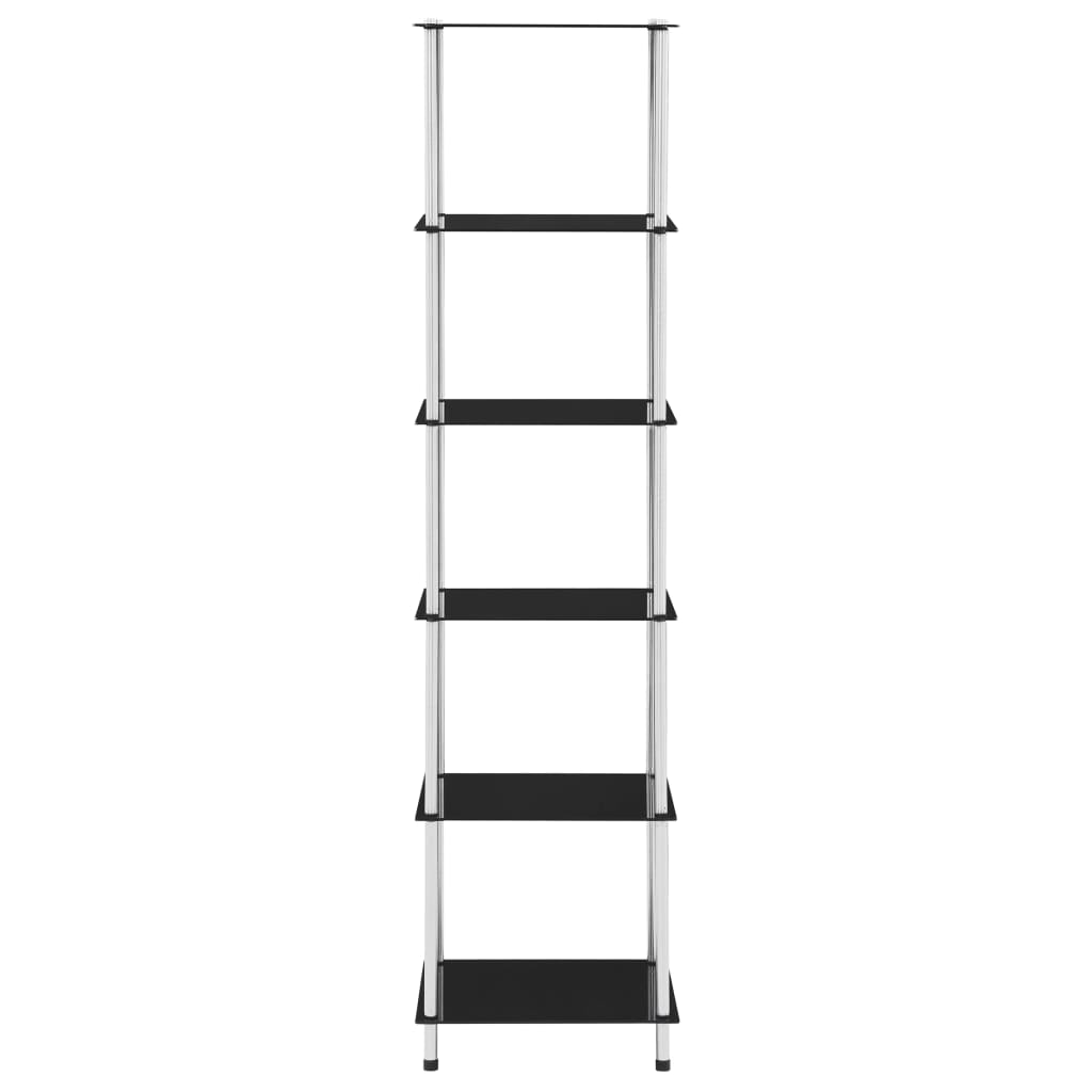 6 Tier Black Glass Display Shelf 40 X 40 X 160 Cm Tempered Glass