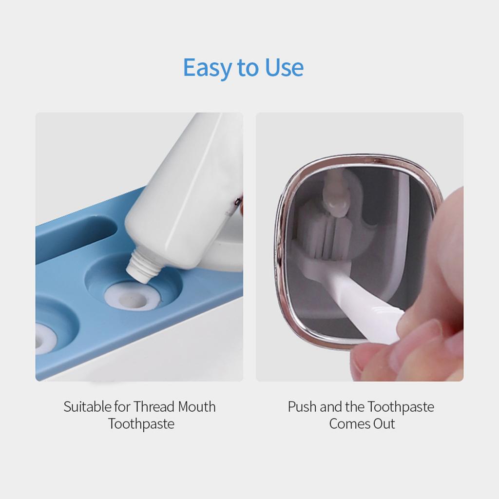 Wall-Mounted Toothbrush Holder with 2 Tootaste Dispensers 4 Cups and 5 Toothbrush Slots Toiletries Storage Rack