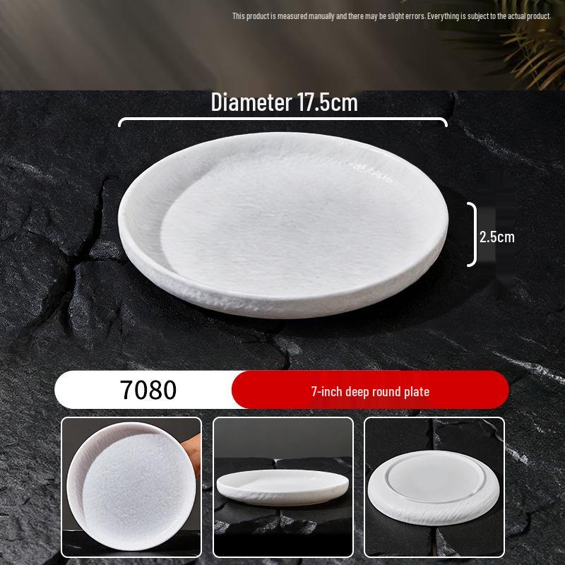 Assiette Plate Blanche Imitation Porcelaine en Mélamine - Ronde Buffet, Fondue, Dessert, Steak, Vaisselle d'Hôtel Commerciale.