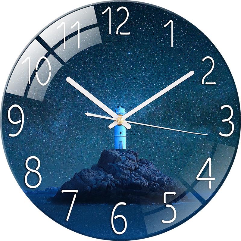 Modern European Silent Quartz Wall Clock - 30cm Glass Design for Living Room or Bedroom
