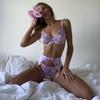 Embroidered bra with breasts, complex contrasting colors, sexy lingerie set
