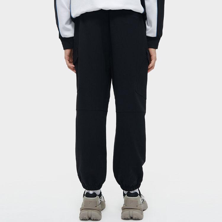 FILA Fusion Letter Mid-Waist Cuffed Loose Fit Cargo Knit Sports Pants Men pants Black T11M411601FBK