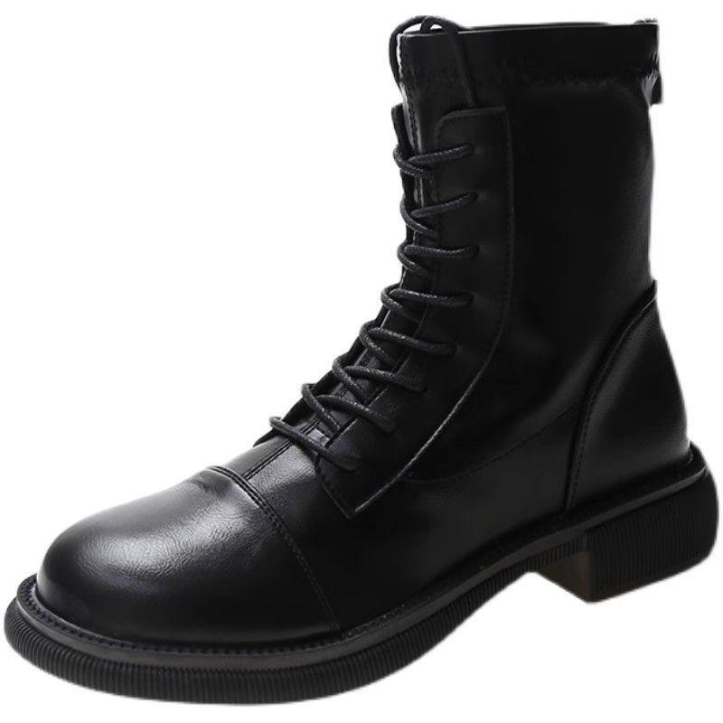 Martin Boots Women's 2025 Spring and Autumn New British Style Versatile Lace-up Short Boots Platform-soled Locomotive Single Boots Round Head Women's 