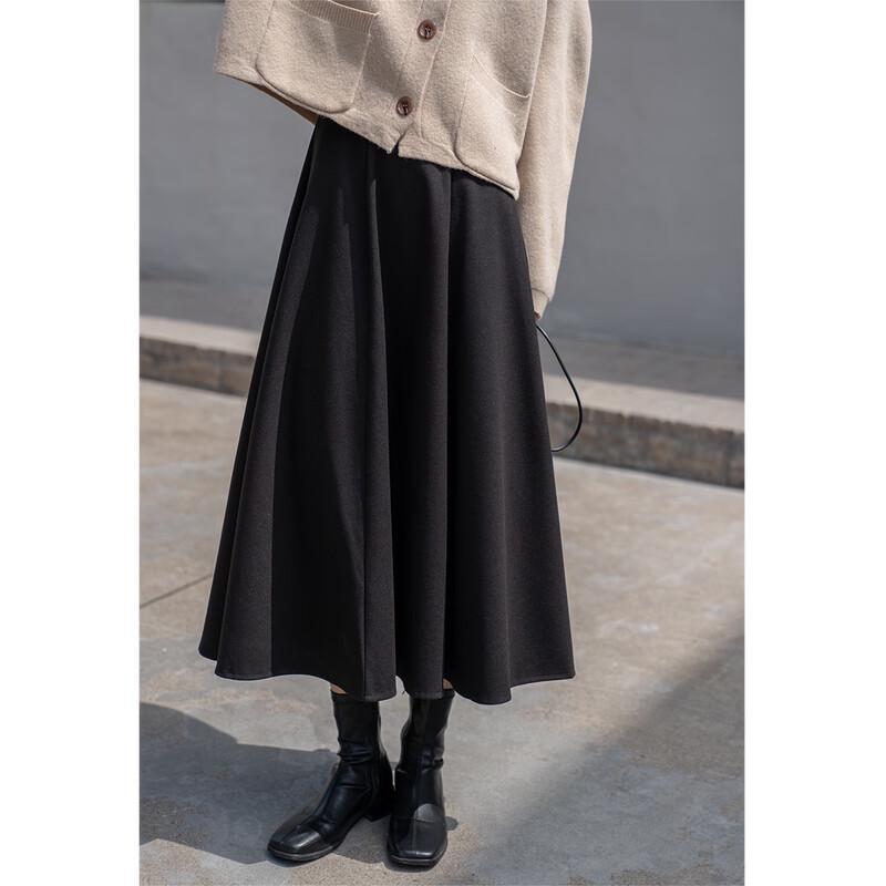 Lu Xiangnan Xixi Girl Black A-Line Midi Skirt