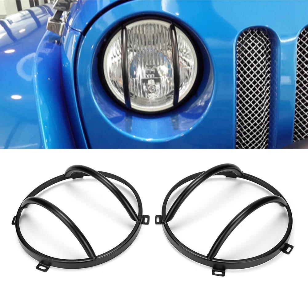 2 Stück Eisen Metall Rücklicht Rückleuchtenabdeckung Schutz passend für Jeep Wrangler JK 20072017Schwarz