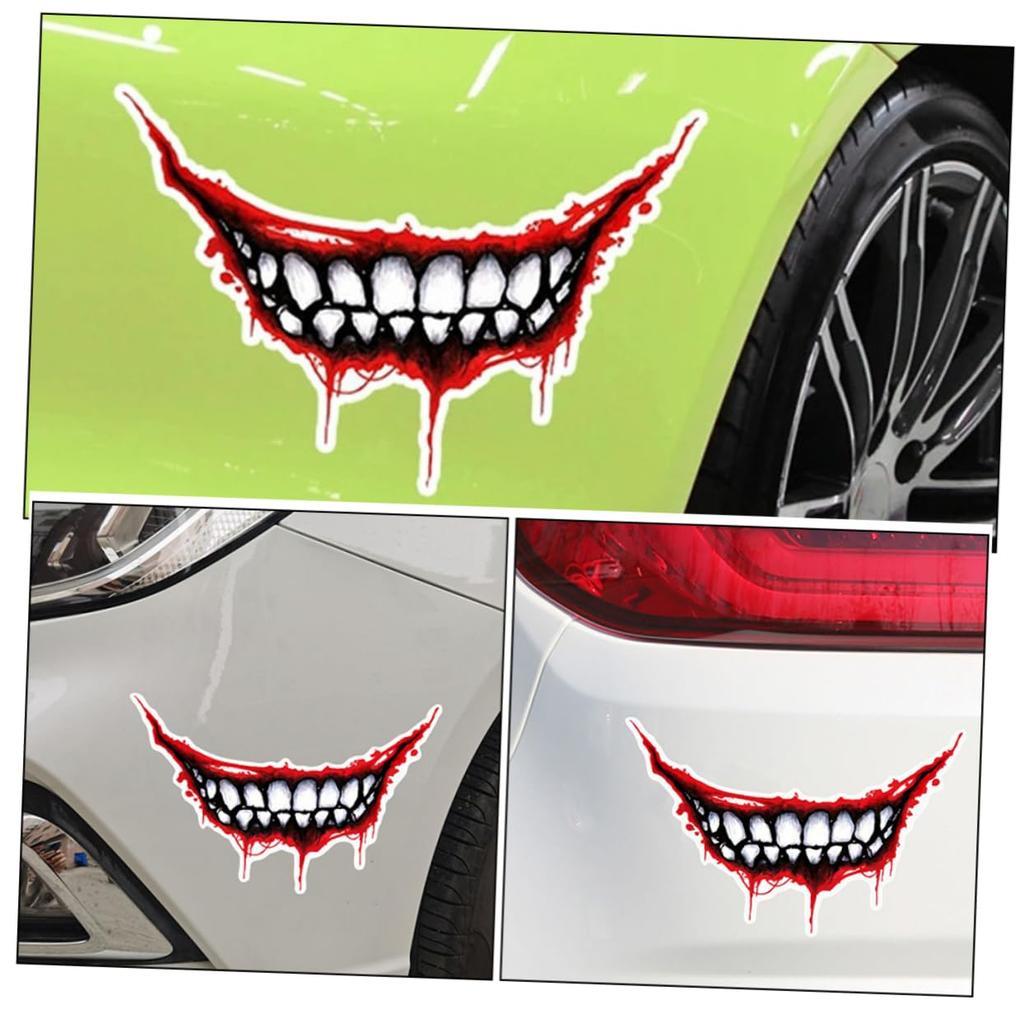 HAWILLOSCH 2 Sheets Bleeding Lips Stickers Vehicle Mouth Teeth Decoration Adhesive Car Mouth Decoration Vehicle Mouth Teeth Bike Helmet Decor