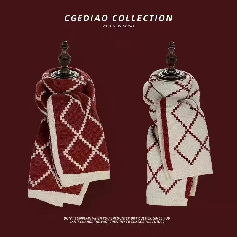Christmas vibe scarf women's winter new Ankara red scarf long versatile knitted shawl scarf