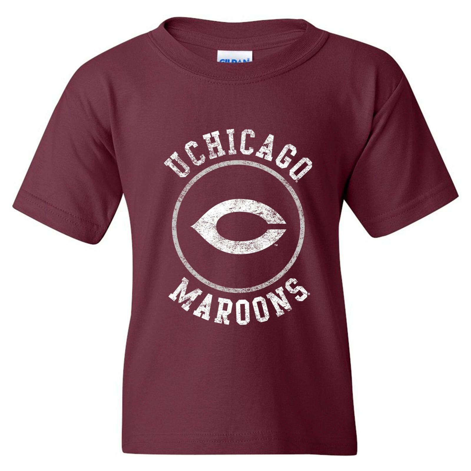 UChicago Maroons Distressed Circle Logo University Youth T-Shirt - Maroon 2XL