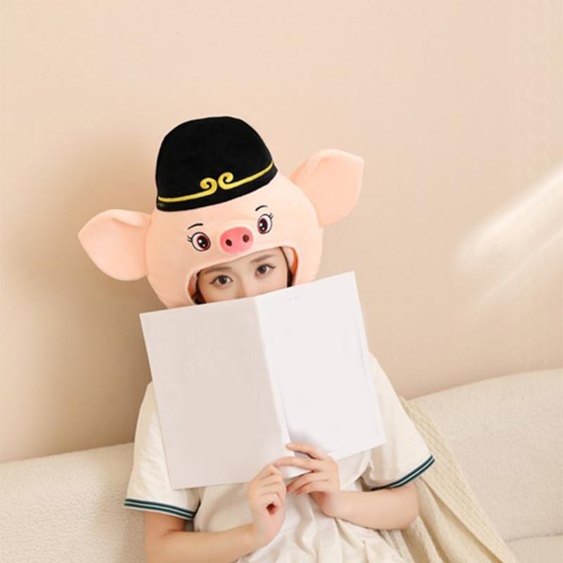 Novinky Zábavná hlava prasátka Plyšová čepice prasátka Kreslená zvířecí pokrývka hlavy Klobouk Fotografické rekvizity Cosplay Halloweenský kostým